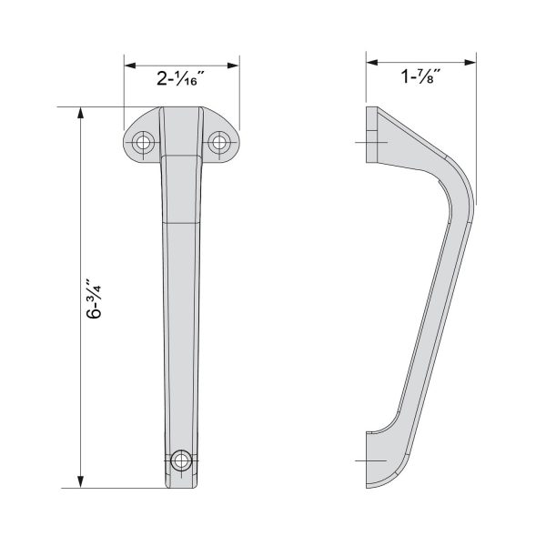 Drawing with dimensions of our sliding door pull handle - 3 fasteners