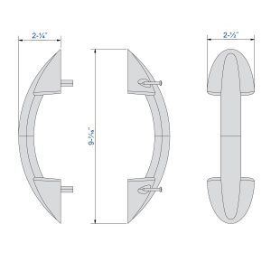 Drawing with dimensions of our sliding door pull and flush handle set - Two-side design