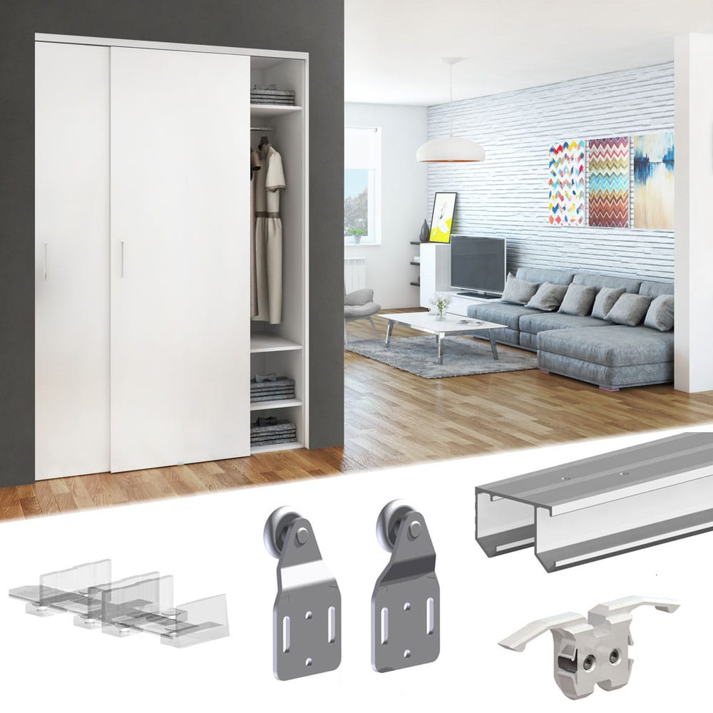 Sliding bypass closet door hardware kit SLID'UP 110 by MANTION USA