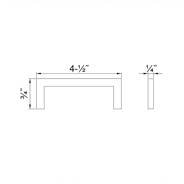 Drawing with dimensions of our adhesive pull handles for sliding doors