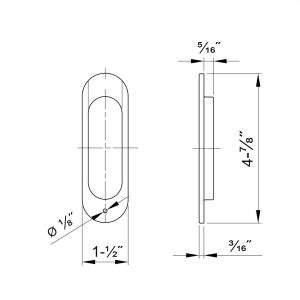 Drawing with dimensions of our oval flush pull handles