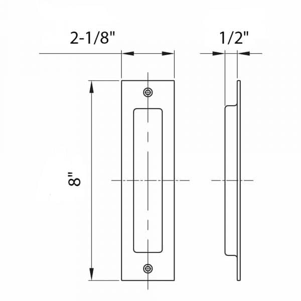 Drawing with dimensions of our black rectangular handle