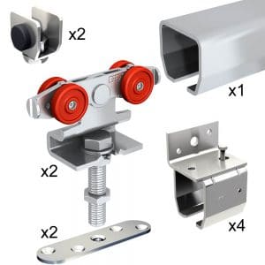 Quantity of items in our SLID'UP 2000 hardware kit with one track for one door up to 130 lbs