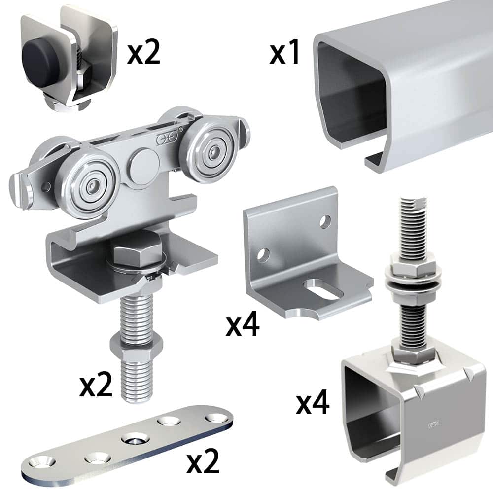 Sliding door hardware kit for doors up to 180 lbs and up to 2" thick SLID'UP 2000 by MANTION USA