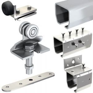 SLID'UP 2000 hardware kit with 2 tracks for one door up to 310 lbs, 1-1/2" thick