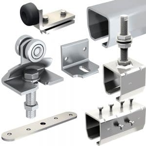 SLID'UP 2000 hardware kit with 2 tracks for 2 doors up to 310 lbs, 2-3/8" thick
