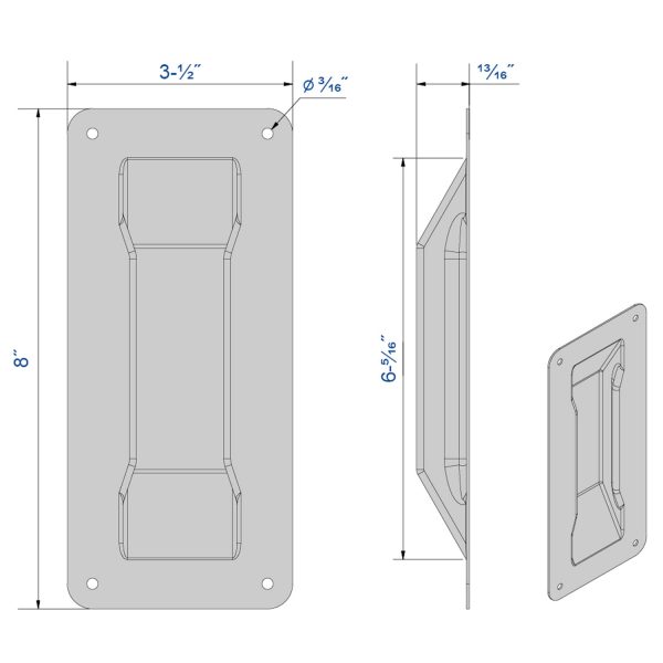 Drawing with dimensions of our stainless steel pull handle