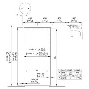 Drawing with dimensions of our SLID'UP 240 - Sliding barn door hardware kit - Small wheels style