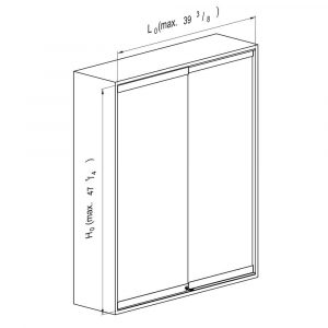 Drawing with dimensions of our of our sliding glass display case hardware kit - SLID'UP 290