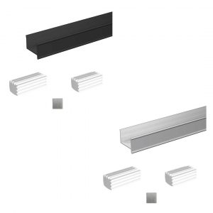 C profile kits for sliding closet doors - Black or silver