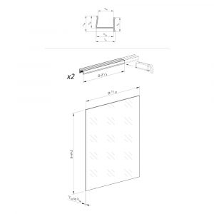 Drawing with dimensions of our C profile kits for sliding closet doors - Black