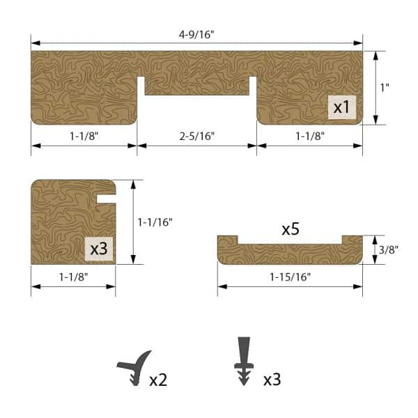 Drawing with dimensions of our pocket door trim kit