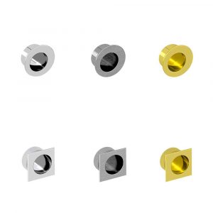 Our 6 recessed edge pull (round or square shape, chrome or satin finition or golden)