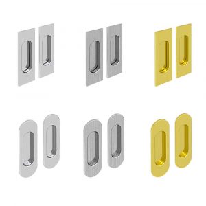 Set of 2 oval or rectangular flush pull handles