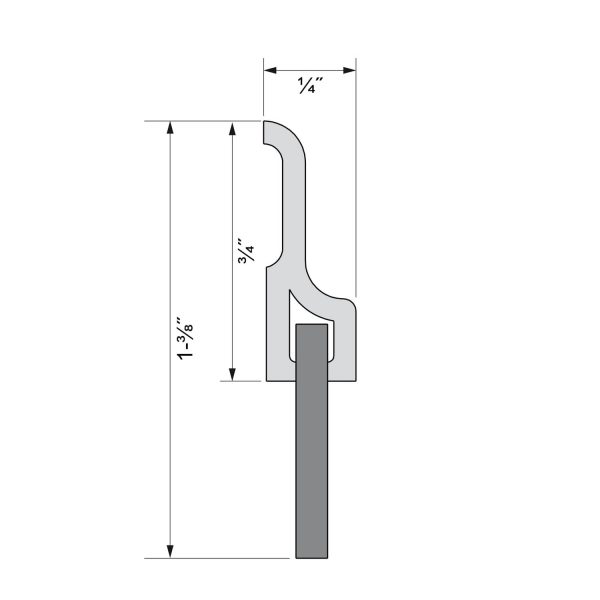 Drawing with dimensions of our dustproof door bottom sweep