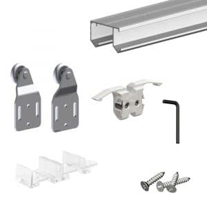 Content of our SLID'UP 110 complete kit for 2 or 3 sliding closet doors