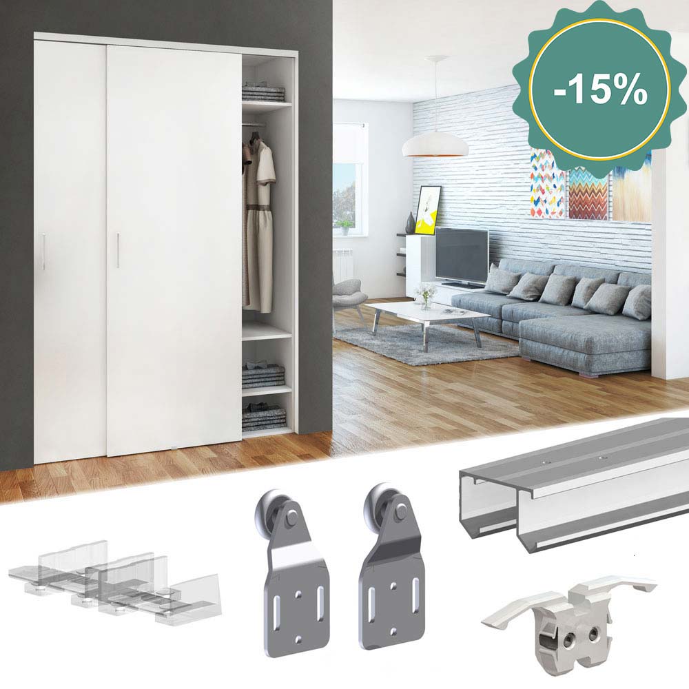 Sliding bypass closet door hardware kit SLID'UP 110 by MANTION Canada