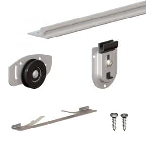 Content of our SLID'UP 130 complete kit for 2 or 3 sliding bypass closet doors