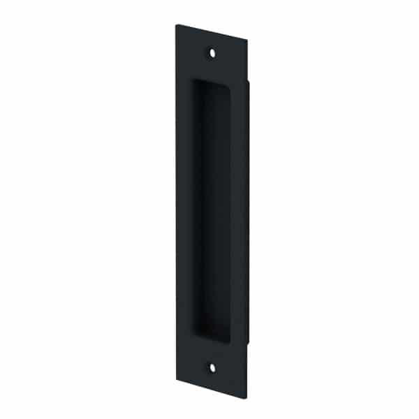 Rectangular flush pull handle – 2 fasteners - Black metal