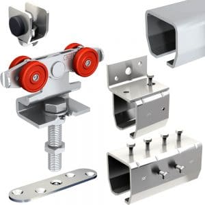 SLID'UP 2000 hardware kit with 2 tracks for one door up to 130 lbs