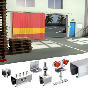Products included in our SLID’UP 2000 – Sliding door hardware kit for 1 or 2 doors up to 130 lbs each, 2" thick