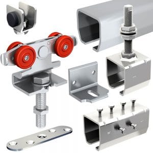 SLID'UP 2000 hardware kit with 2 tracks for 1 door up to 130 lbs, 2" thick