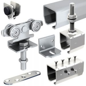 SLID'UP 2000 hardware kit with 2 tracks for one door up to 180 lbs, 2" thick