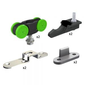 Items included in our sliding door roller kit for SLID'UP 2200