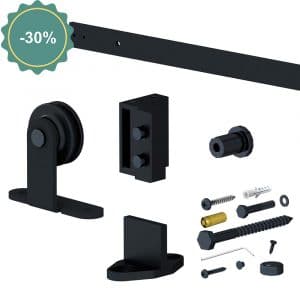 Content of our SLID'UP 240 complete kit for 1 sliding door - Small wheels style