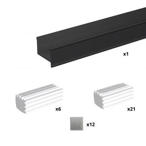 Quantity of items in our C profile kits for sliding closet doors - Black