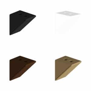 12 shelf brackets in black, white, brown and beige