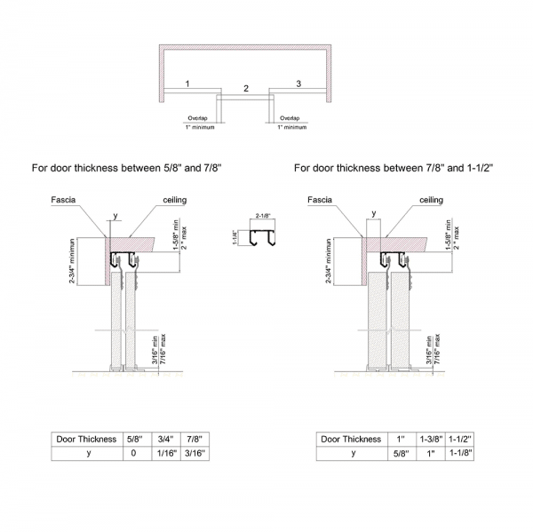 Drawing with dimensions of our SLID'UP 110 for 3 doors