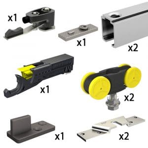 Content and quantities of our SLID’UP 1000 – Connectable tracks for 1 door up to 180 lbs