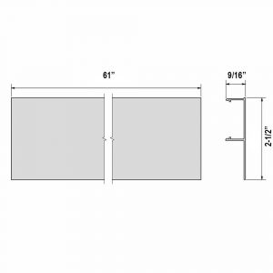 Drawing with dimensions of our valance for ceiling mounting for SLID'UP 1000 - 61"