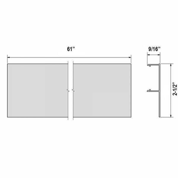 Drawing with dimensions of our valance for ceiling mounting for SLID'UP 1000 - 61"