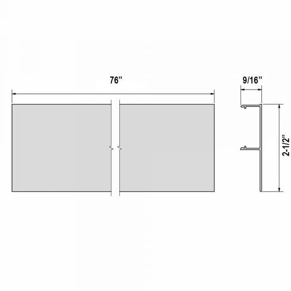 Drawing with dimensions of our valance for ceiling mounting for SLID'UP 1000 - 76"