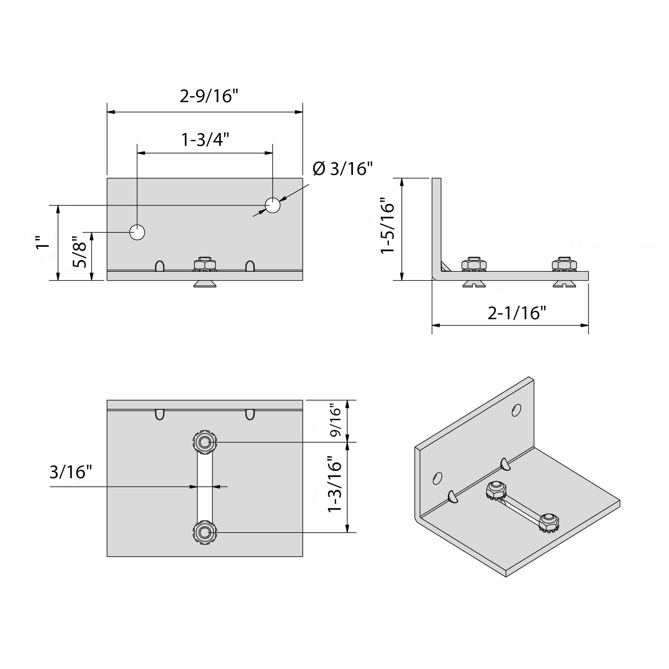 Drawing with dimensions of our wall fixing bracket for double-track for SLID'UP 1300