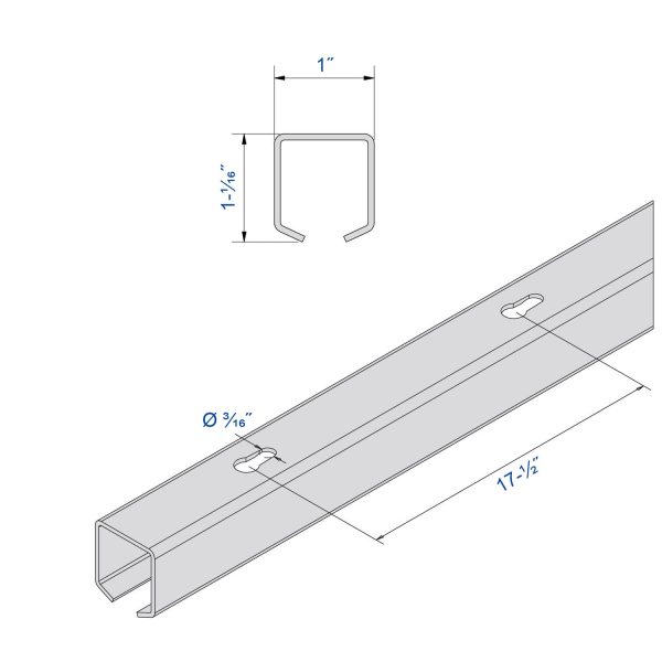 Drawing with dimensions of our galvanized steel track for SLID'UP 1200, 1300