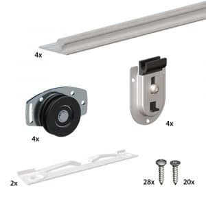 Components of our SLID'UP 130 - 47" track for 2 doors