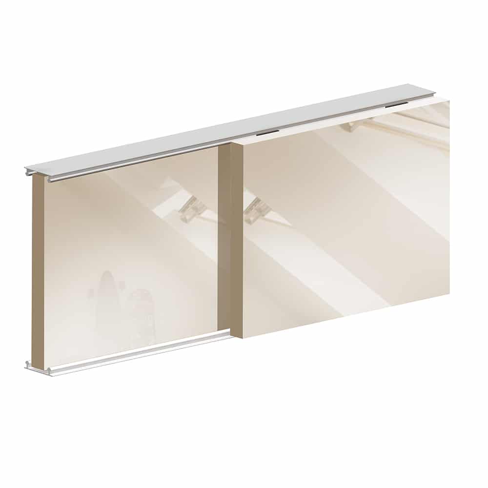 Mounting picture of our SLID'UP 130 kit for 2 sliding closet doors