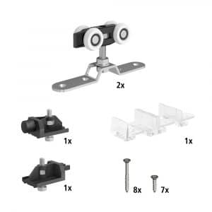 Content of SLID'UP 230 sliding door hardware kit