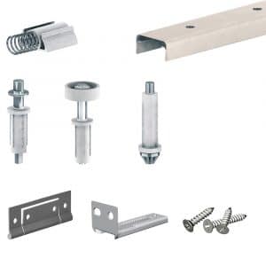 Content of our SLID'UP 200 complete kit for 2 or 4 sliding bifold closet doors