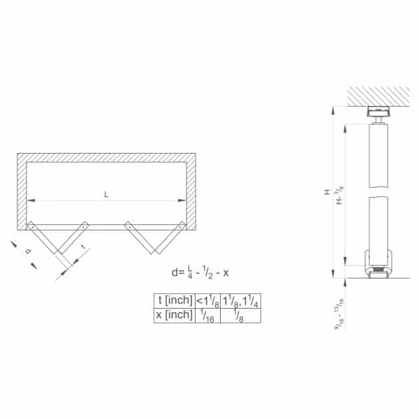 Drawing with dimensions of our SLID'UP 200 for 4 panels