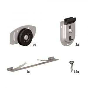 Content and quantities of our closet door rollers kit for SLID’UP 130 for 1 door up to 155 lbs