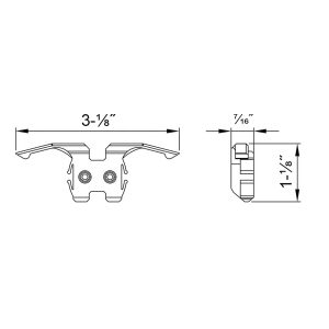 Drawing with dimensions of our stopper for sliding closet doors for SLID'UP 110, 120, 180