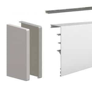 Aluminum fascia cover for wall mounting for SLID’UP 160, 170 with end caps and brush seal