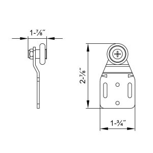 Drawing with dimensions of our reversible sliding closet door hanger for SLID'UP 110, 120