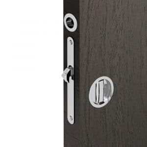 Zoom on our mortise lock kit – Round handles with locking device - Chrome