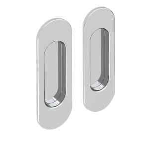 Set of 2 oval flush pull handles, chrome finish