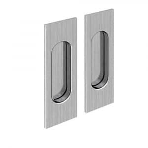 Set of 2 rectangular flush pull handles, satin finish